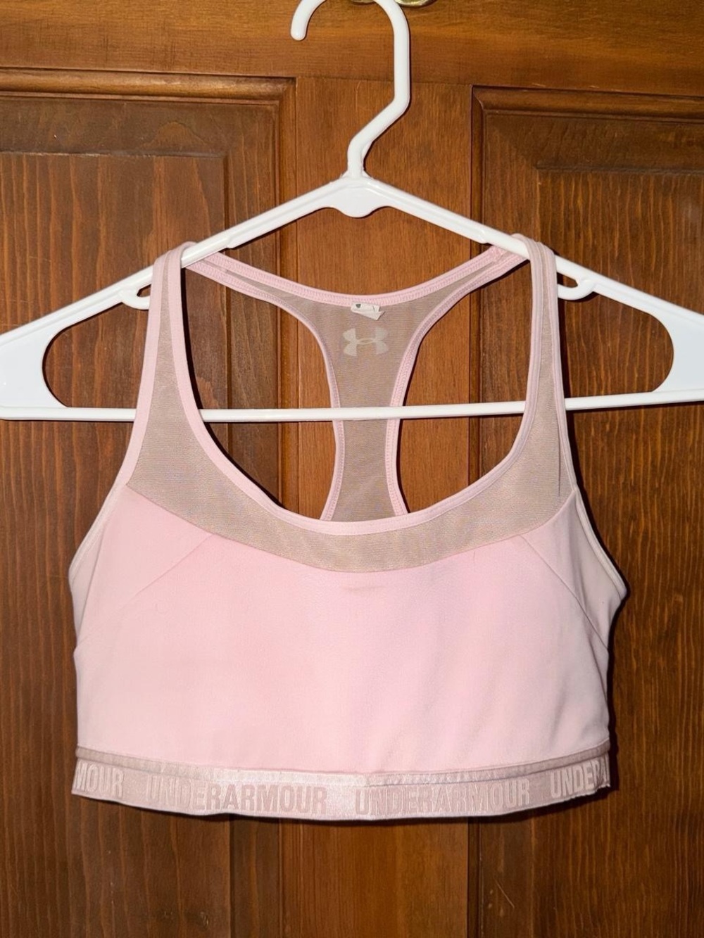 Under Armour Light Pink Mesh-Back Sports Bra